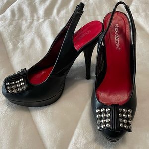 Studded bow heels